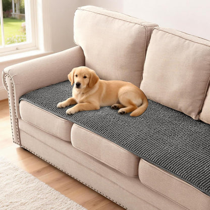 Plush Chenille Dog Bed Cover Thick Soft Sofa Cover for 3 Cushion Couch Anti Slip Couch Cover Furniture Protector for Dog, Pet, Cat (35" x 82", Ivory)