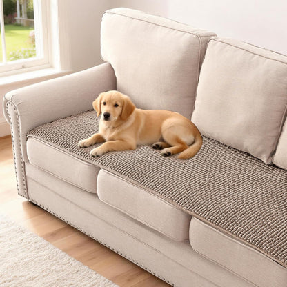 Plush Chenille Dog Bed Cover Thick Soft Sofa Cover for 3 Cushion Couch Anti Slip Couch Cover Furniture Protector for Dog, Pet, Cat (35" x 82", Ivory)