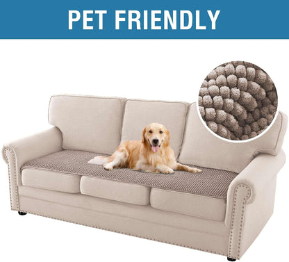 Plush Chenille Dog Bed Cover Thick Soft Sofa Cover for 3 Cushion Couch Anti Slip Couch Cover Furniture Protector for Dog, Pet, Cat (35" x 82", Ivory)