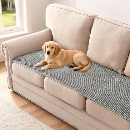Plush Chenille Dog Bed Cover Thick Soft Sofa Cover for 3 Cushion Couch Anti Slip Couch Cover Furniture Protector for Dog, Pet, Cat (35" x 82", Ivory)