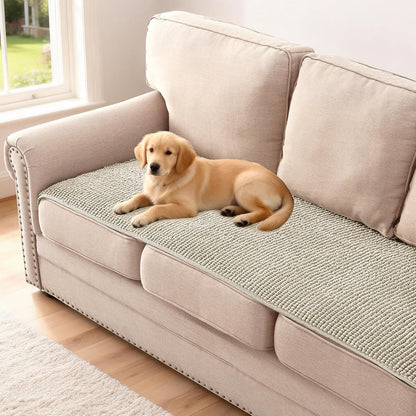 Plush Chenille Dog Bed Cover Thick Soft Sofa Cover for 3 Cushion Couch Anti Slip Couch Cover Furniture Protector for Dog, Pet, Cat (35" x 82", Ivory)