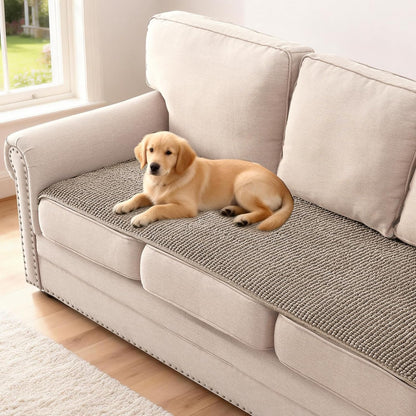 Plush Chenille Dog Bed Cover Thick Soft Sofa Cover for 3 Cushion Couch Anti Slip Couch Cover Furniture Protector for Dog, Pet, Cat (35" x 82", Ivory)
