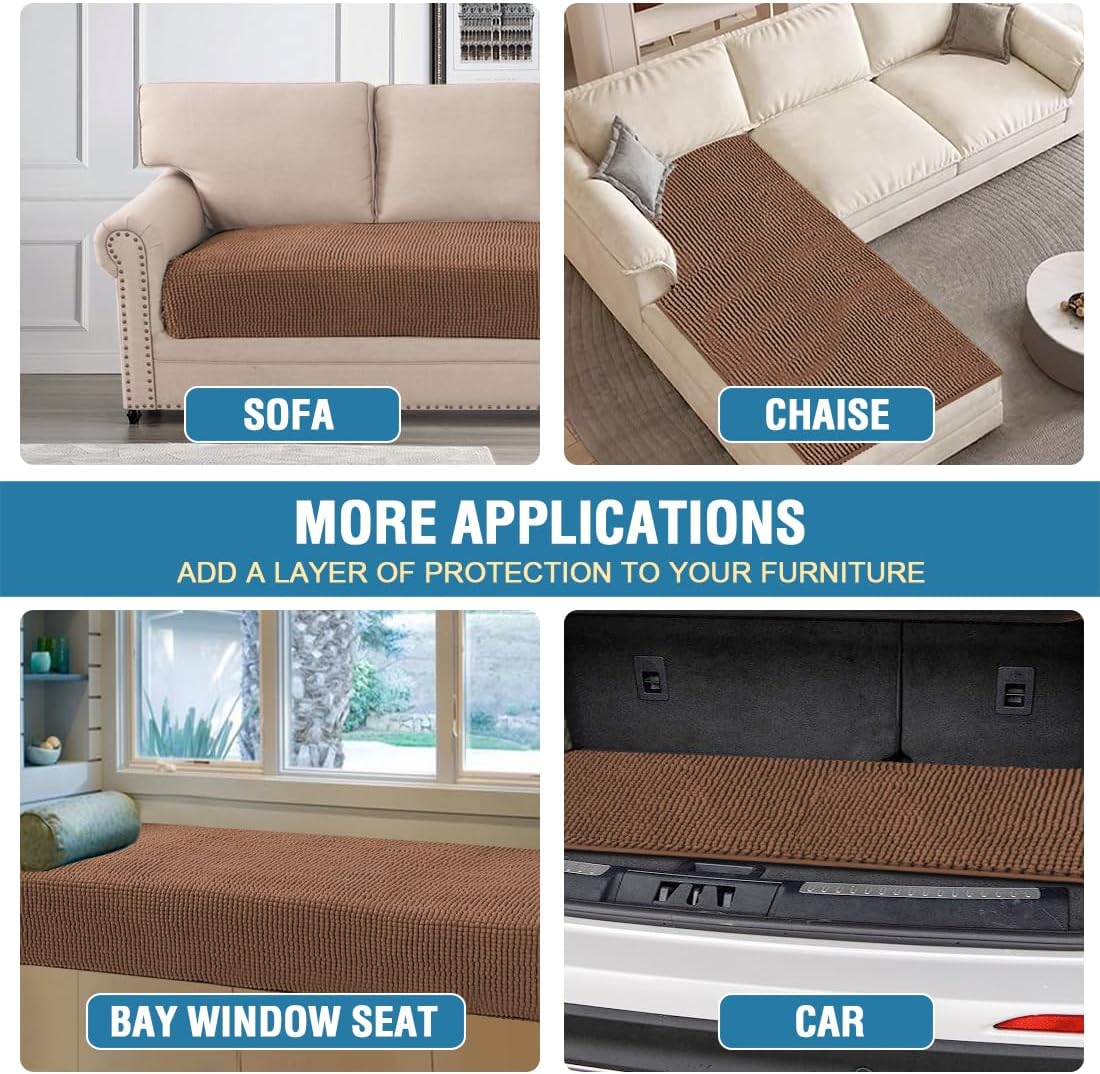 Plush Chenille Dog Bed Cover Thick Soft Sofa Cover for 3 Cushion Couch Anti Slip Couch Cover Furniture Protector for Dog, Pet, Cat (35" x 82", Ivory)