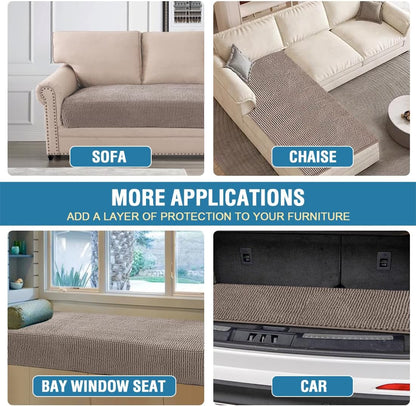 Plush Chenille Dog Bed Cover Thick Soft Sofa Cover for 3 Cushion Couch Anti Slip Couch Cover Furniture Protector for Dog, Pet, Cat (35" x 82", Ivory)