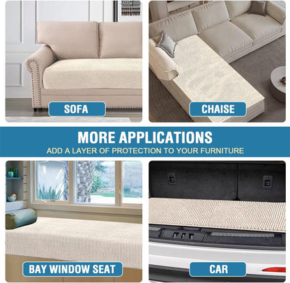 Plush Chenille Dog Bed Cover Thick Soft Sofa Cover for 3 Cushion Couch Anti Slip Couch Cover Furniture Protector for Dog, Pet, Cat (35" x 82", Ivory)