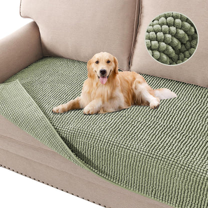 Plush Chenille Dog Bed Cover Thick Soft Sofa Cover for 3 Cushion Couch Anti Slip Couch Cover Furniture Protector for Dog, Pet, Cat (35" x 82", Ivory)