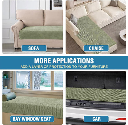 Plush Chenille Dog Bed Cover Thick Soft Sofa Cover for 3 Cushion Couch Anti Slip Couch Cover Furniture Protector for Dog, Pet, Cat (35" x 82", Ivory)