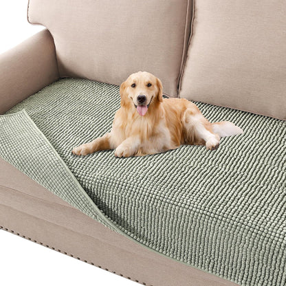 Plush Chenille Dog Bed Cover Thick Soft Sofa Cover for 3 Cushion Couch Anti Slip Couch Cover Furniture Protector for Dog, Pet, Cat (35" x 82", Ivory)