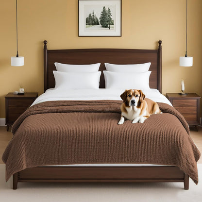 Plush Chenille Dog Bed Cover Thick Soft Sofa Cover for 3 Cushion Couch Anti Slip Couch Cover Furniture Protector for Dog, Pet, Cat (35" x 82", Ivory)