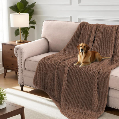 Plush Chenille Dog Bed Cover Thick Soft Sofa Cover for 3 Cushion Couch Anti Slip Couch Cover Furniture Protector for Dog, Pet, Cat (35" x 82", Ivory)