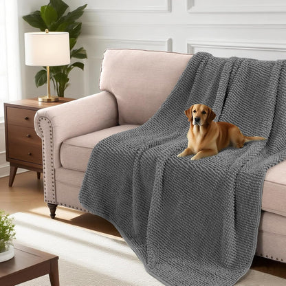Plush Chenille Dog Bed Cover Thick Soft Sofa Cover for 3 Cushion Couch Anti Slip Couch Cover Furniture Protector for Dog, Pet, Cat (35" x 82", Ivory)