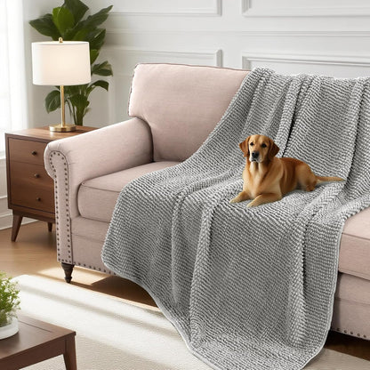 Plush Chenille Dog Bed Cover Thick Soft Sofa Cover for 3 Cushion Couch Anti Slip Couch Cover Furniture Protector for Dog, Pet, Cat (35" x 82", Ivory)