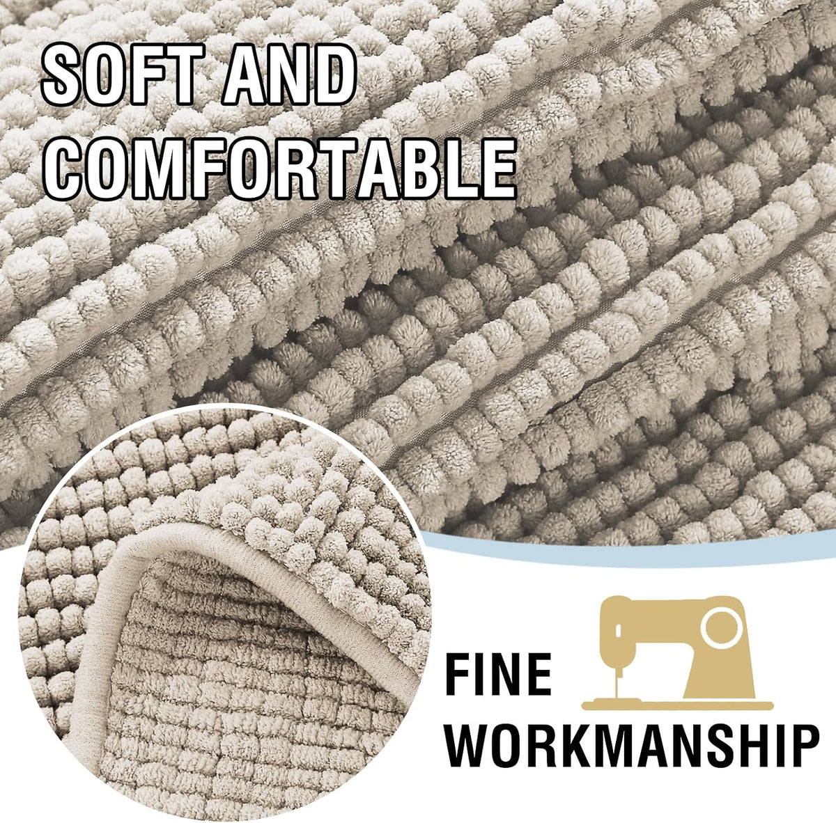 Plush Chenille Dog Bed Cover Thick Soft Sofa Cover for 3 Cushion Couch Anti Slip Couch Cover Furniture Protector for Dog, Pet, Cat (35" x 82", Ivory)