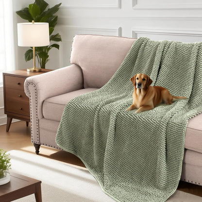 Plush Chenille Dog Bed Cover Thick Soft Sofa Cover for 3 Cushion Couch Anti Slip Couch Cover Furniture Protector for Dog, Pet, Cat (35" x 82", Ivory)
