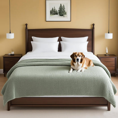Plush Chenille Dog Bed Cover Thick Soft Sofa Cover for 3 Cushion Couch Anti Slip Couch Cover Furniture Protector for Dog, Pet, Cat (35" x 82", Ivory)