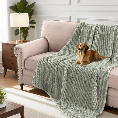Plush Chenille Dog Bed Cover Thick Soft Sofa Cover for 3 Cushion Couch Anti Slip Couch Cover Furniture Protector for Dog, Pet, Cat (35" x 82", Ivory)