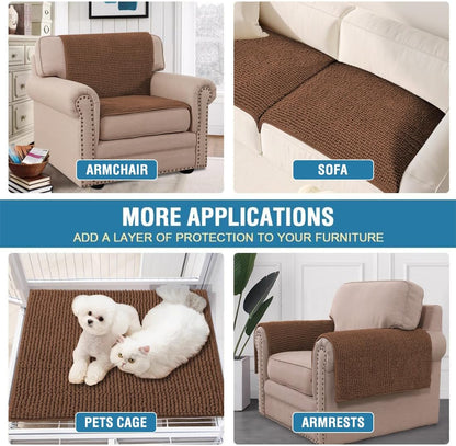 Plush Chenille Dog Bed Cover Thick Soft Sofa Cover for 3 Cushion Couch Anti Slip Couch Cover Furniture Protector for Dog, Pet, Cat (35" x 82", Ivory)