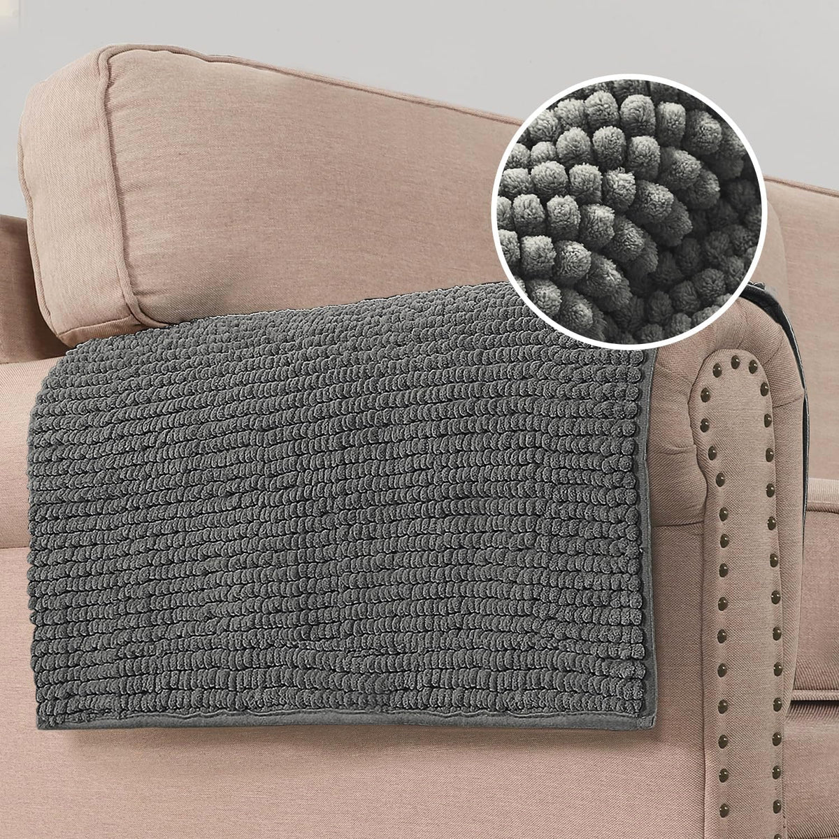 Plush Chenille Dog Bed Cover Thick Soft Sofa Cover for 3 Cushion Couch Anti Slip Couch Cover Furniture Protector for Dog, Pet, Cat (35" x 82", Ivory)