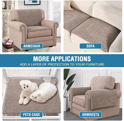 Plush Chenille Dog Bed Cover Thick Soft Sofa Cover for 3 Cushion Couch Anti Slip Couch Cover Furniture Protector for Dog, Pet, Cat (35" x 82", Ivory)