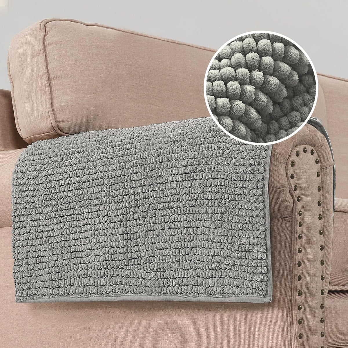 Plush Chenille Dog Bed Cover Thick Soft Sofa Cover for 3 Cushion Couch Anti Slip Couch Cover Furniture Protector for Dog, Pet, Cat (35" x 82", Ivory)
