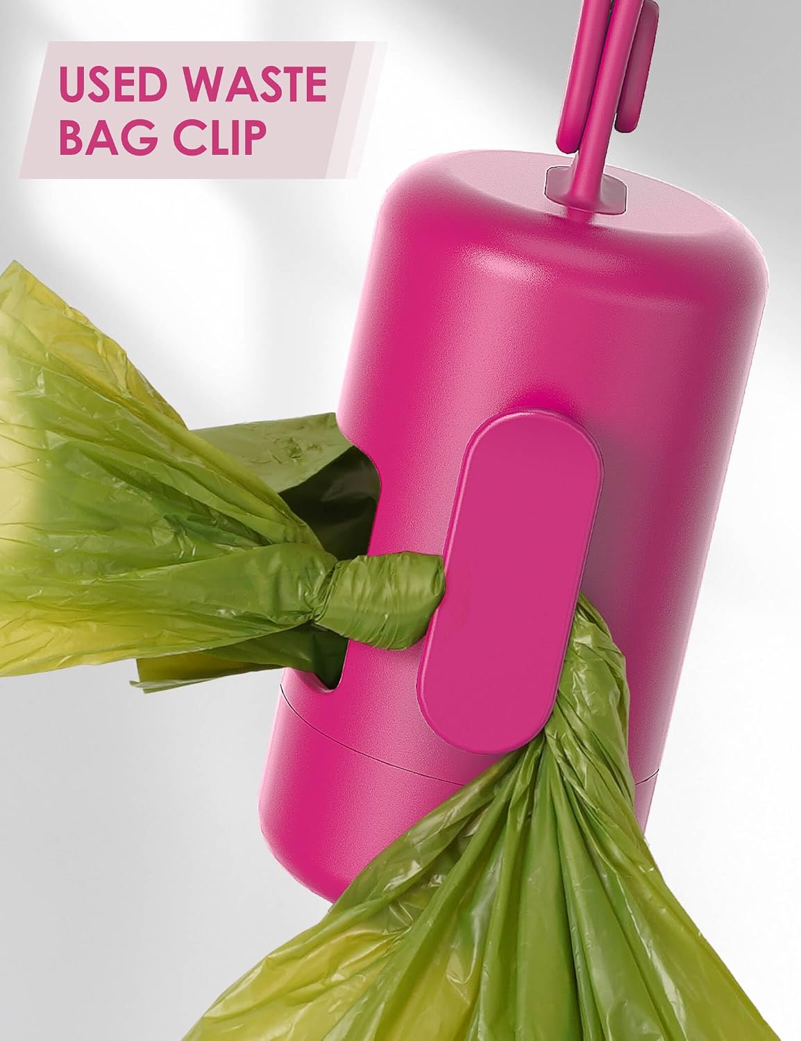 Dog Poop Bag Holder with Convenient Hook for Waste Bags(Hot Pink)