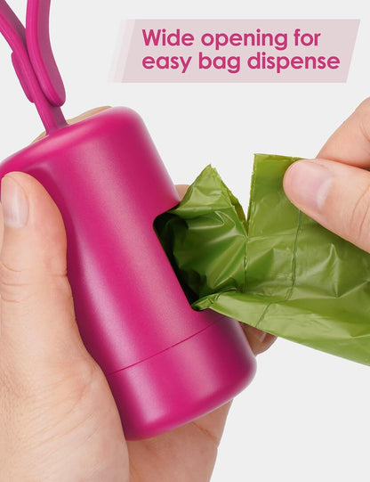 Dog Poop Bag Holder with Convenient Hook for Waste Bags(Hot Pink)