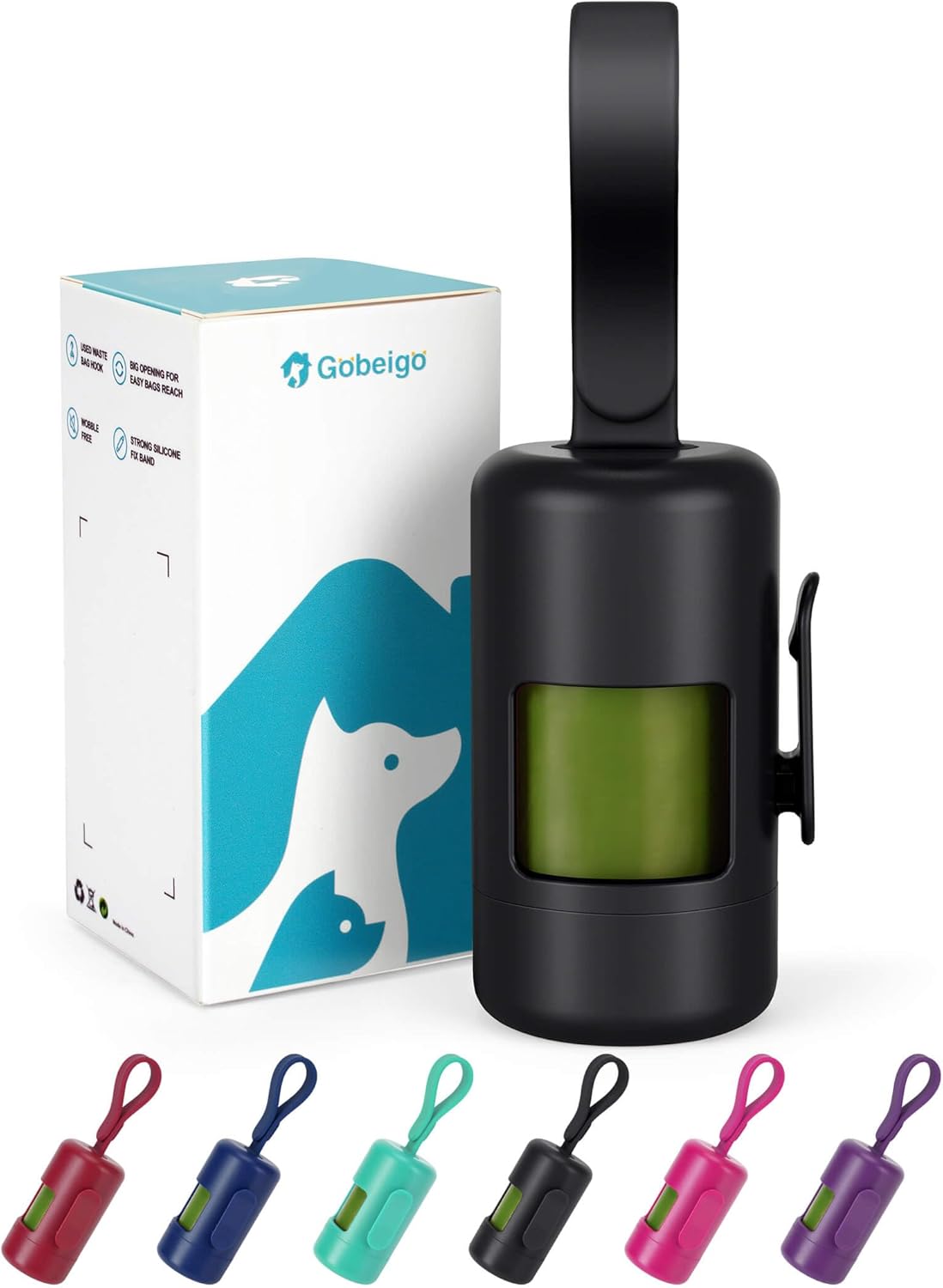 Dog Poop Bag Holder with Convenient Hook for Waste Bags(Hot Pink)
