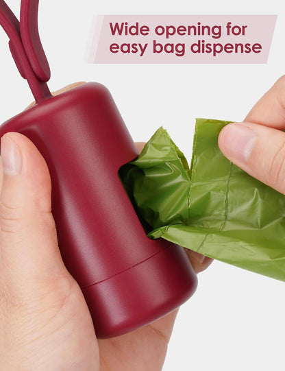 Dog Poop Bag Holder with Convenient Hook for Waste Bags(Hot Pink)