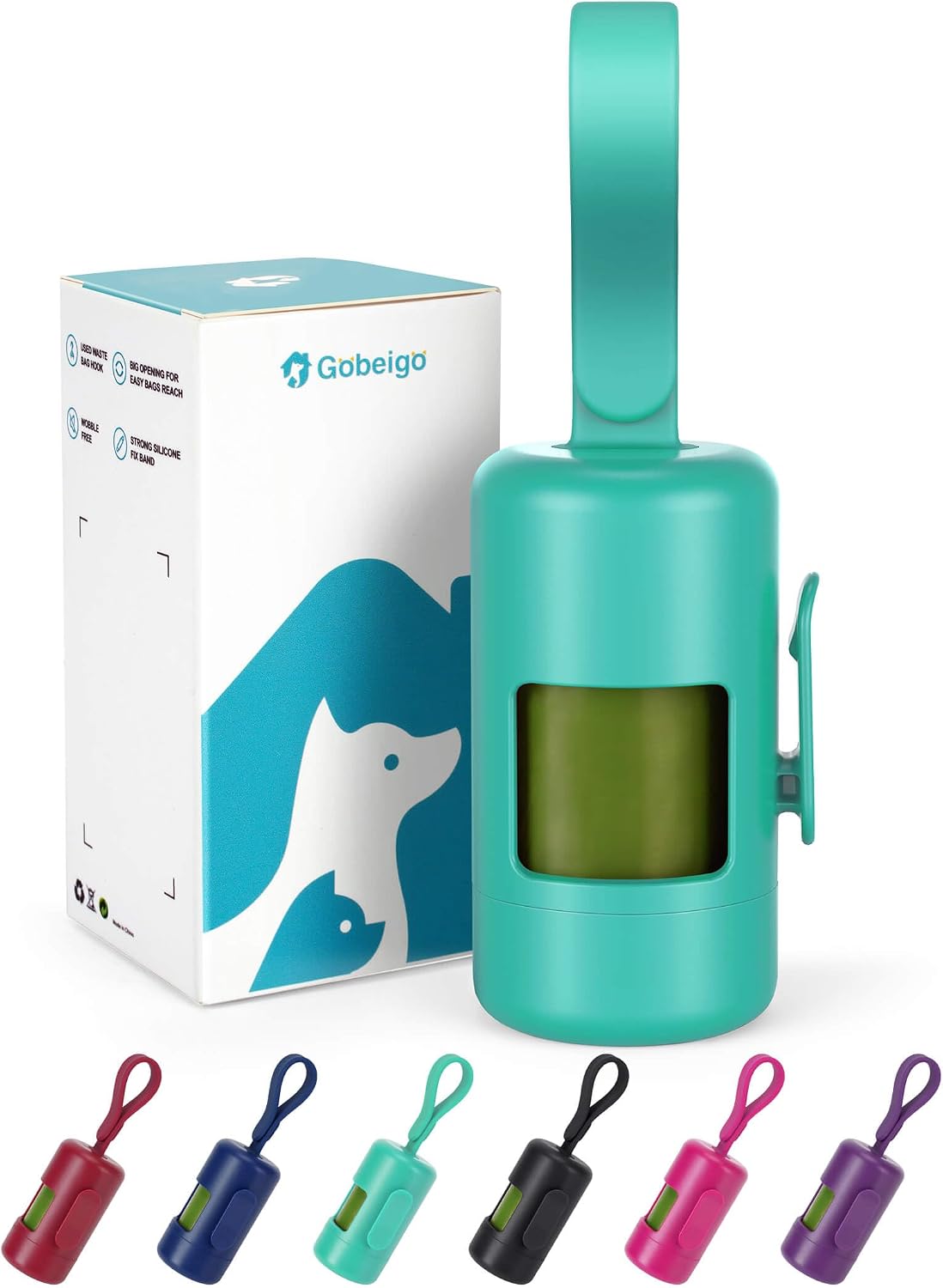 Dog Poop Bag Holder with Convenient Hook for Waste Bags(Hot Pink)