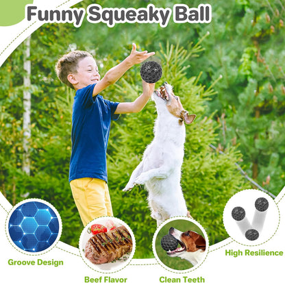 Indestructible Squeaky Dog Ball, Relieves Anxiety, Cleans Teeth, Interactive Chew Toy for Aggressive Chewers, Dog Toy for Large Breeds, Outdoor Waterproof