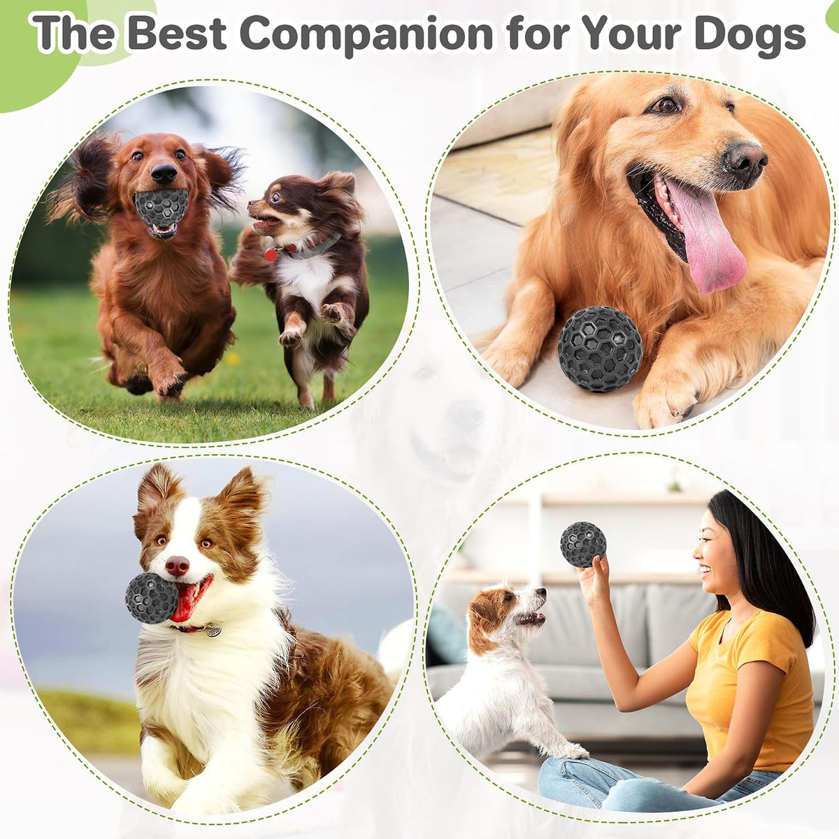 Indestructible Squeaky Dog Ball, Relieves Anxiety, Cleans Teeth, Interactive Chew Toy for Aggressive Chewers, Dog Toy for Large Breeds, Outdoor Waterproof