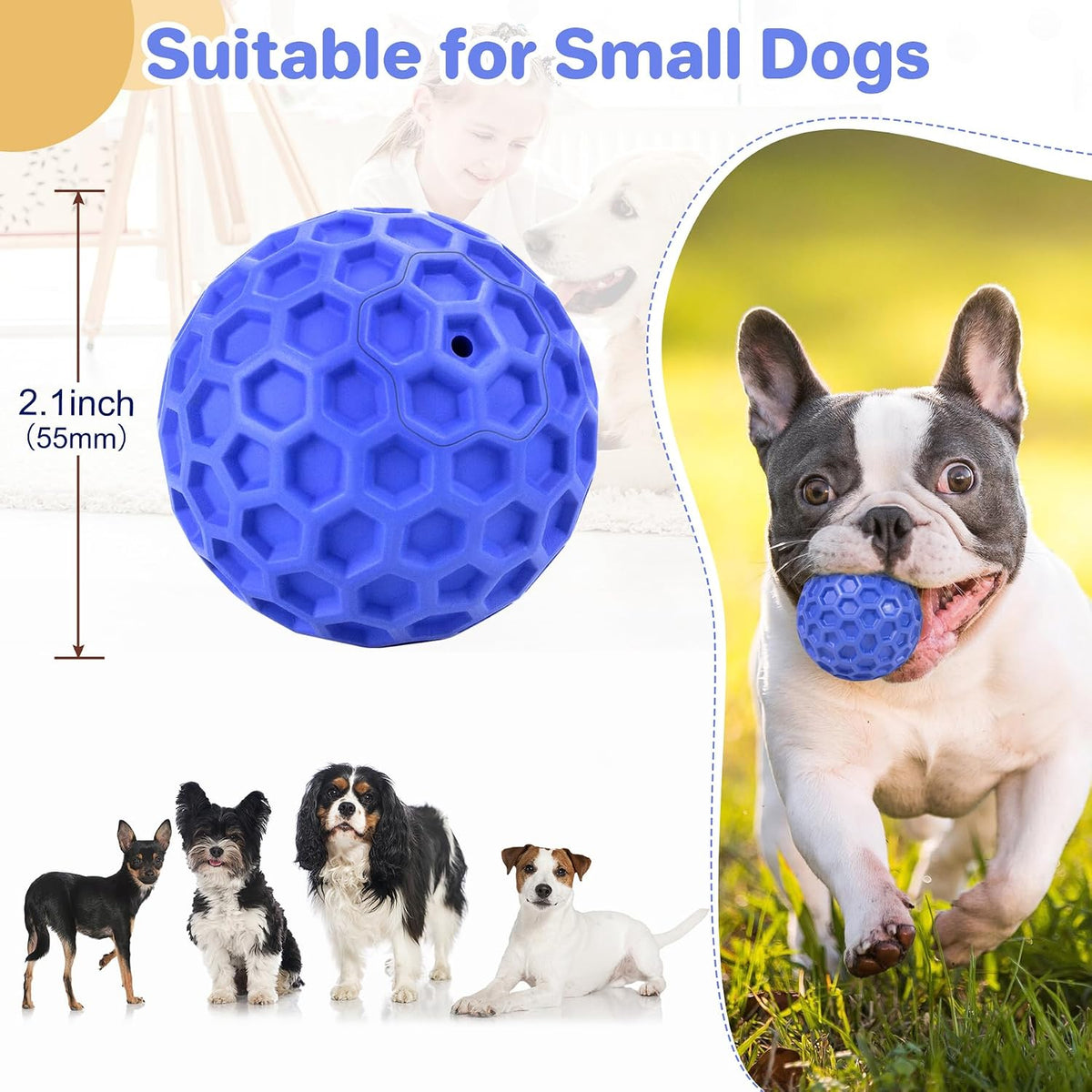 Indestructible Squeaky Dog Ball, Relieves Anxiety, Cleans Teeth, Interactive Chew Toy for Aggressive Chewers, Dog Toy for Large Breeds, Outdoor Waterproof