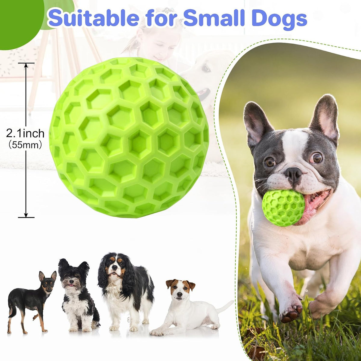 Indestructible Squeaky Dog Ball, Relieves Anxiety, Cleans Teeth, Interactive Chew Toy for Aggressive Chewers, Dog Toy for Large Breeds, Outdoor Waterproof