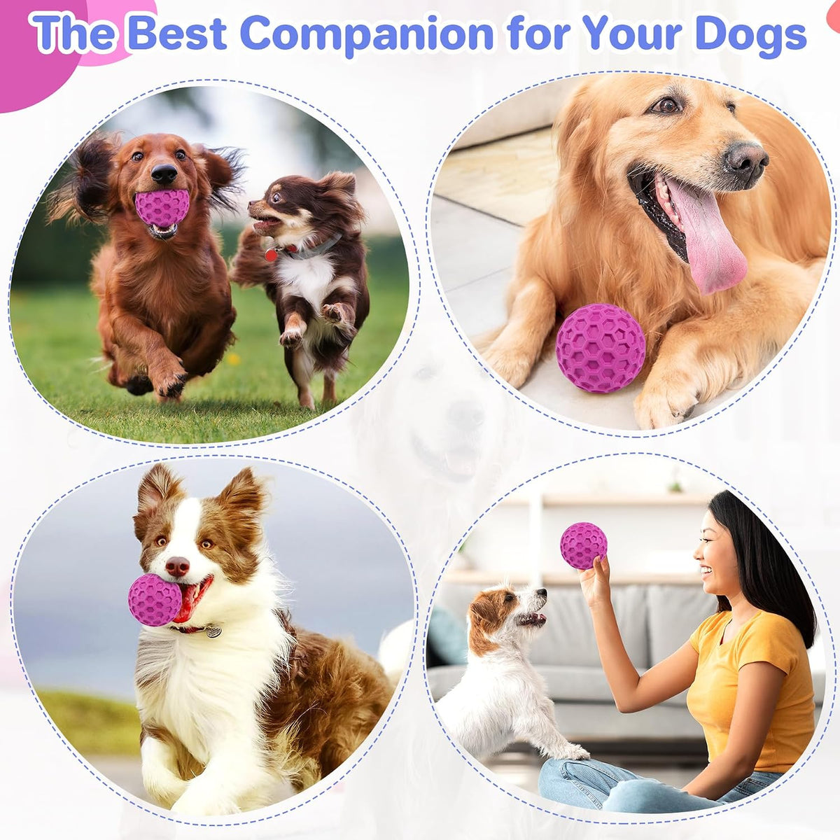 Indestructible Squeaky Dog Ball, Relieves Anxiety, Cleans Teeth, Interactive Chew Toy for Aggressive Chewers, Dog Toy for Large Breeds, Outdoor Waterproof