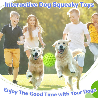 Indestructible Squeaky Dog Ball, Relieves Anxiety, Cleans Teeth, Interactive Chew Toy for Aggressive Chewers, Dog Toy for Large Breeds, Outdoor Waterproof