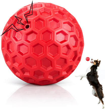 Indestructible Squeaky Dog Ball, Relieves Anxiety, Cleans Teeth, Interactive Chew Toy for Aggressive Chewers, Dog Toy for Large Breeds, Outdoor Waterproof