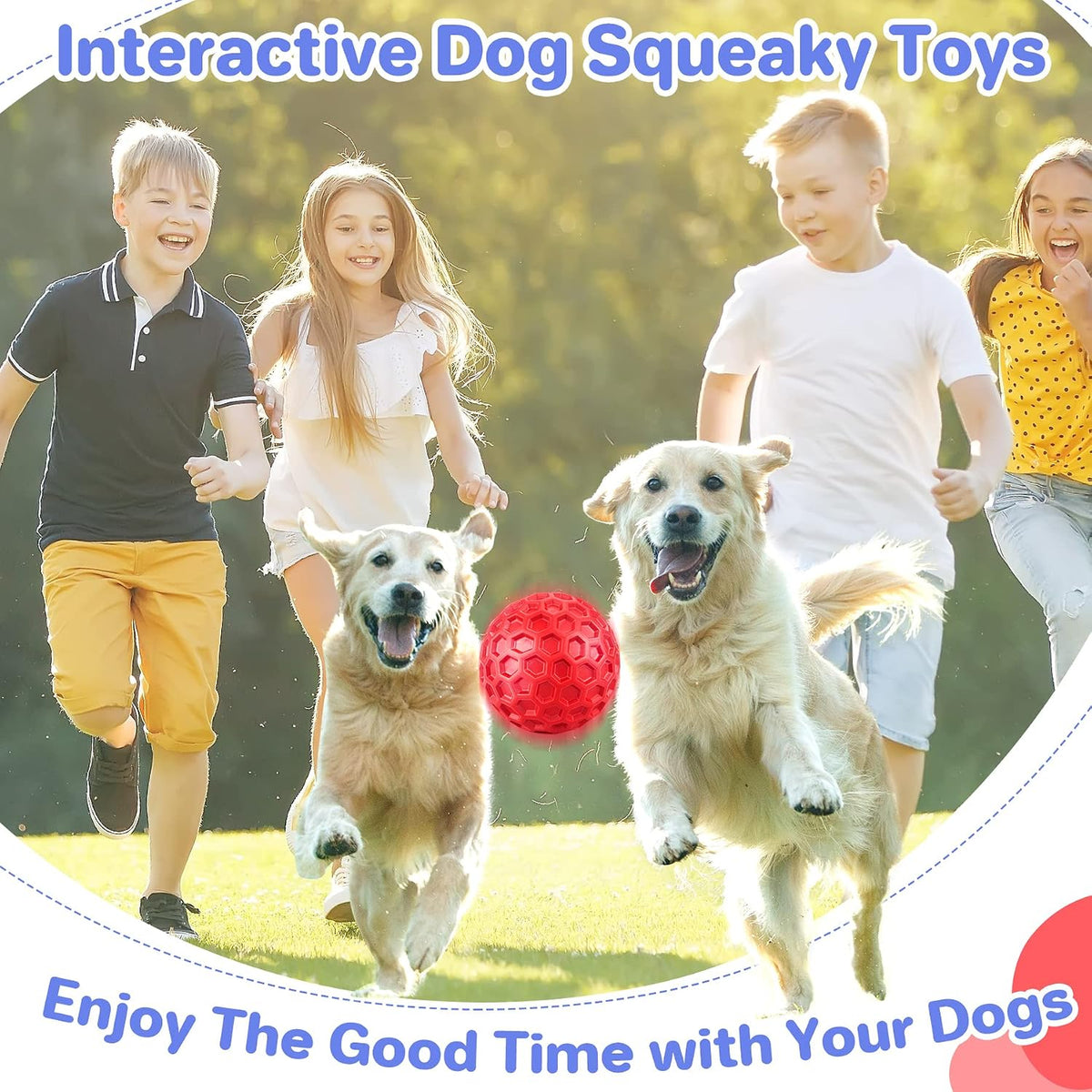 Indestructible Squeaky Dog Ball, Relieves Anxiety, Cleans Teeth, Interactive Chew Toy for Aggressive Chewers, Dog Toy for Large Breeds, Outdoor Waterproof