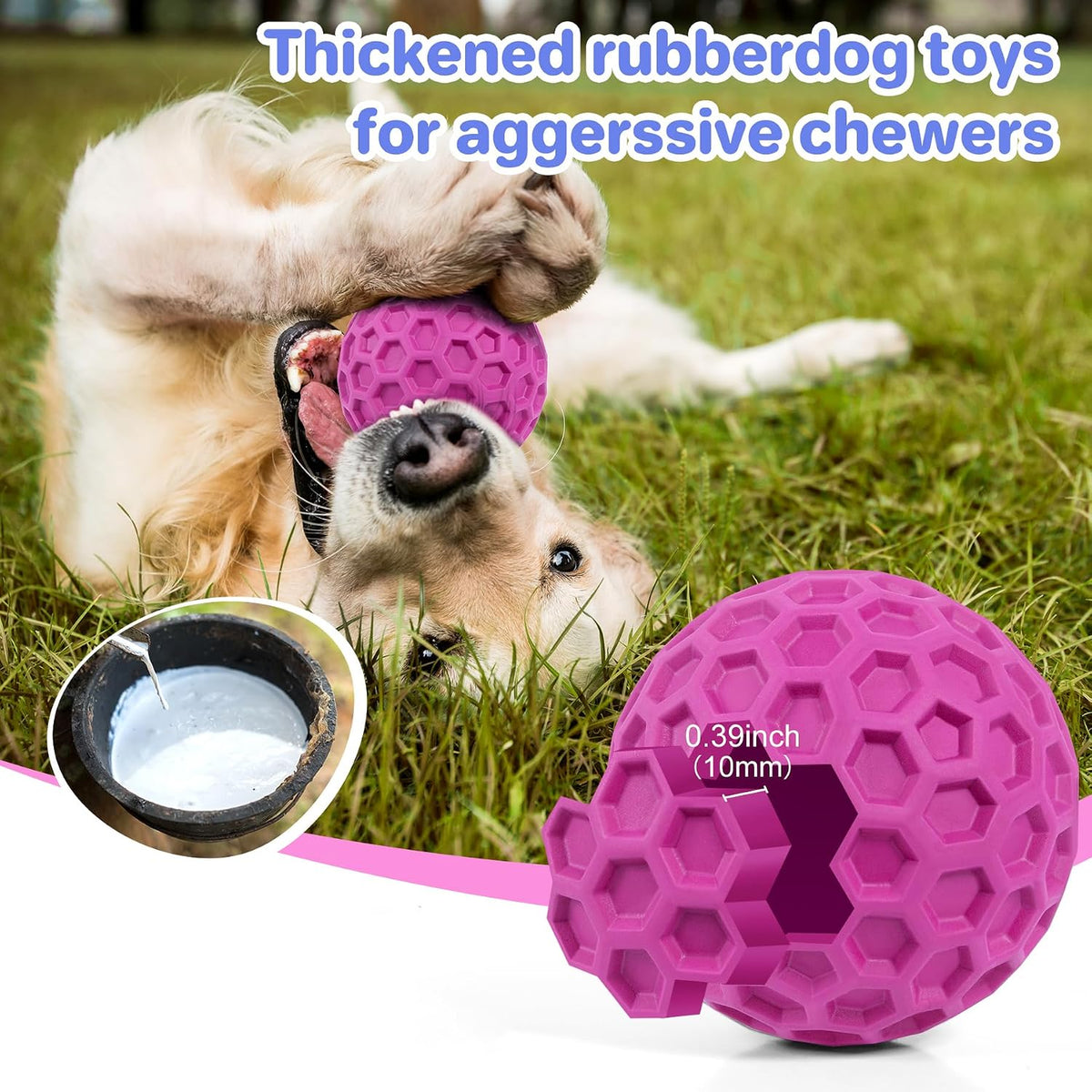 Indestructible Squeaky Dog Ball, Relieves Anxiety, Cleans Teeth, Interactive Chew Toy for Aggressive Chewers, Dog Toy for Large Breeds, Outdoor Waterproof
