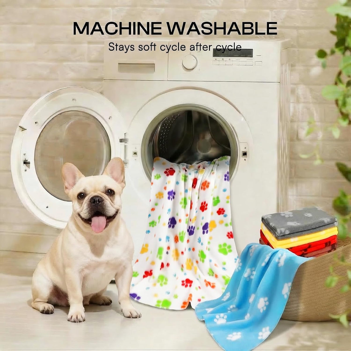 Fleece Dog Blankets 6-Pack, Soft Stretchy for Small Medium Puppy