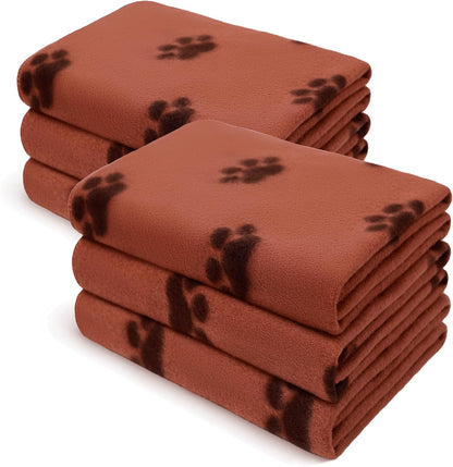 Fleece Dog Blankets 6-Pack, Soft Stretchy for Small Medium Puppy