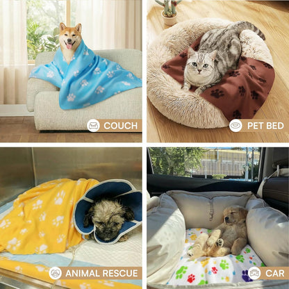 Fleece Dog Blankets 6-Pack, Soft Stretchy for Small Medium Puppy