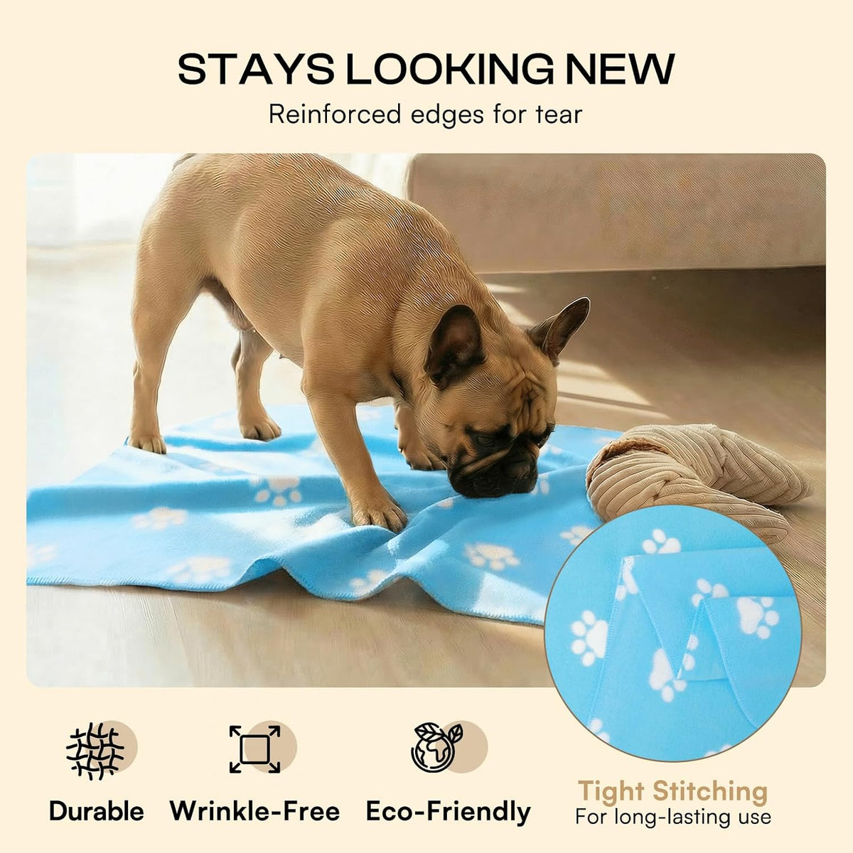 Fleece Dog Blankets 6-Pack, Soft Stretchy for Small Medium Puppy