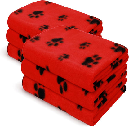 Fleece Dog Blankets 6-Pack, Soft Stretchy for Small Medium Puppy