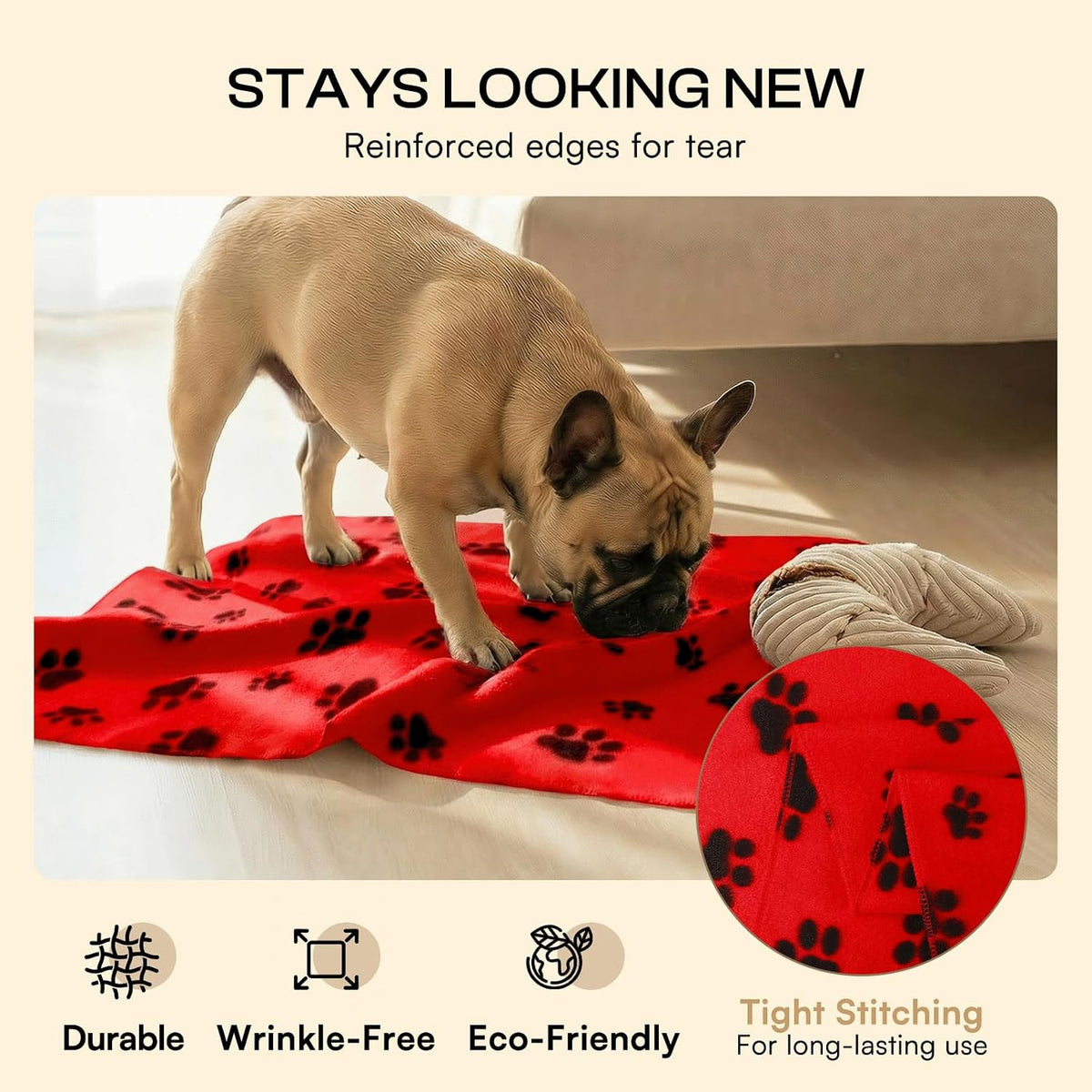 Fleece Dog Blankets 6-Pack, Soft Stretchy for Small Medium Puppy