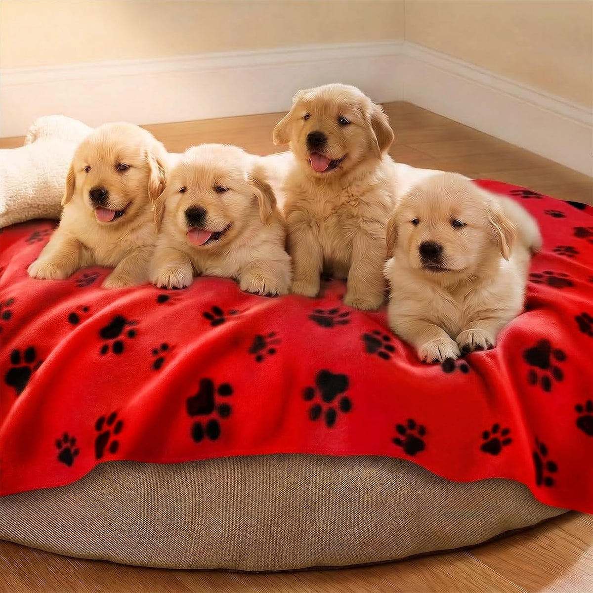 Fleece Dog Blankets 6-Pack, Soft Stretchy for Small Medium Puppy