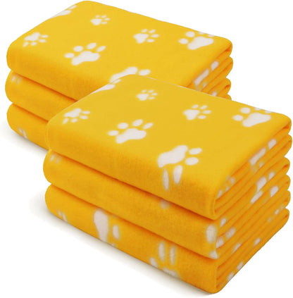 Fleece Dog Blankets 6-Pack, Soft Stretchy for Small Medium Puppy