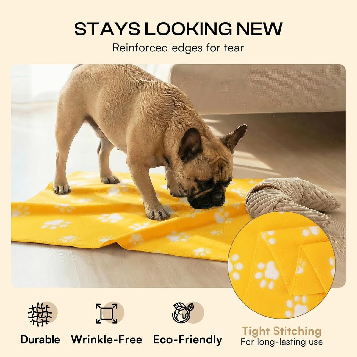 Fleece Dog Blankets 6-Pack, Soft Stretchy for Small Medium Puppy