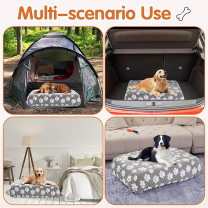 Washable Dog Bed Cover 100% Waterproof, Soft Plush Velvet Dog Bed Covers Replacement Only, Fitted Reusable Cover for Pet Mat Bed(44x35x6in)