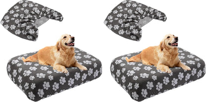 Washable Dog Bed Cover 100% Waterproof, Soft Plush Velvet Dog Bed Covers Replacement Only, Fitted Reusable Cover for Pet Mat Bed(44x35x6in)