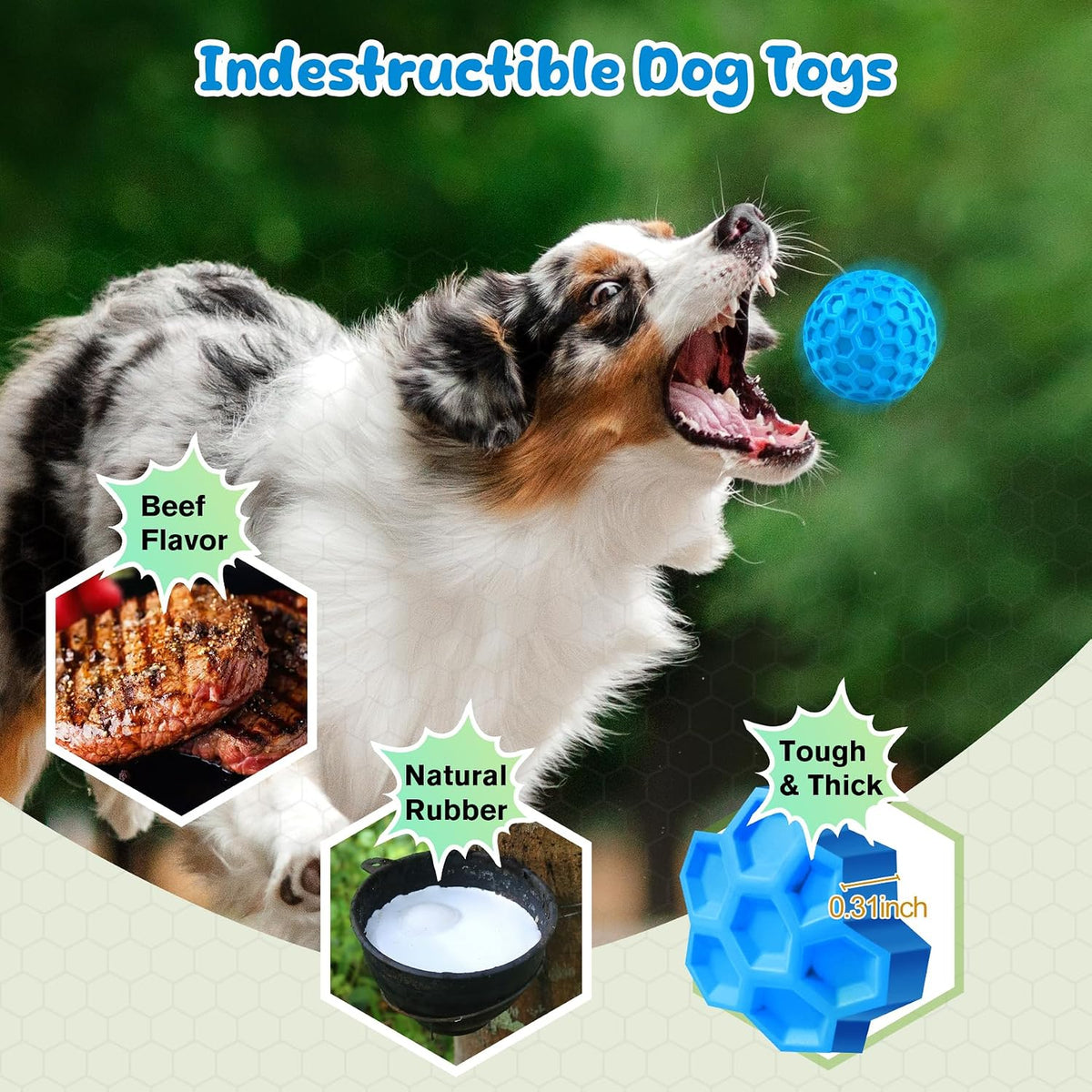 Tough Dog Chew Toys for Aggressive Chewers, Indestructible Dog Balls for Aggressive Chewers, Squeaky Balls for Dogs, Squeaky Toys for Large Dogs, Funny Heavy Duty Ball